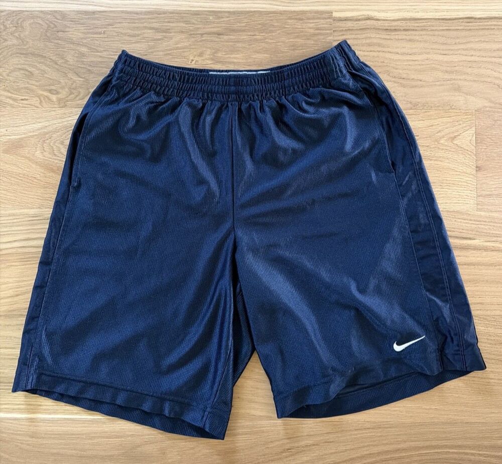 Vtg 90s Nike Basketball Dazzle Shorts XL (M) Metallic Blue Silky Shiny Y2K Urban